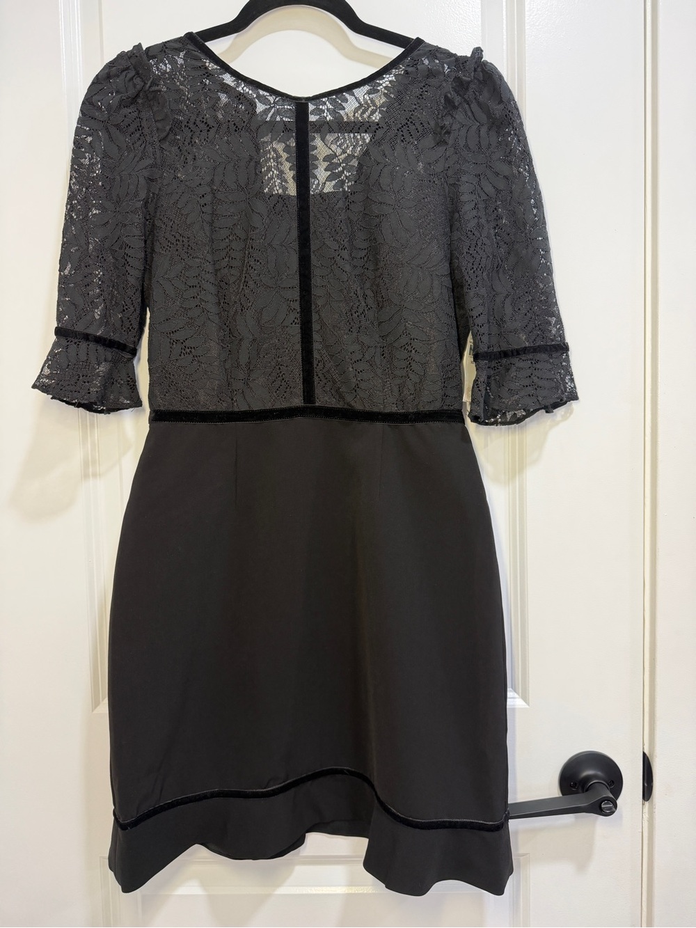 Adelyn Rae Black Lace-Sleeve Cocktail Dress